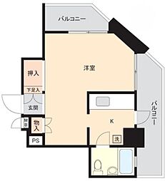 シャトレー五反田 3階ワンルームの間取り