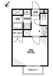 アムール Petit 1階1Kの間取り