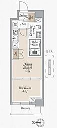 オーキッドレジデンス住吉 1DKの間取図画像