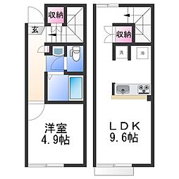 JR和歌山線 布施屋駅 徒歩5分の賃貸アパート 1階1LDKの間取り