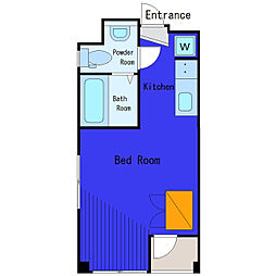 都営大江戸線 月島駅 徒歩2分の賃貸マンション 3階ワンルームの間取り