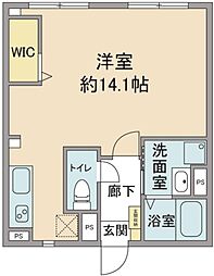 サンアヴェニュー 1階ワンルームの間取り