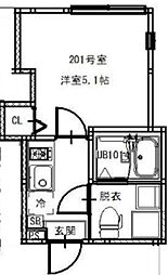 江戸川区平井2丁目アパート 1Kの間取図画像
