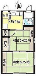 ルピナス北松戸 2Kの間取図画像