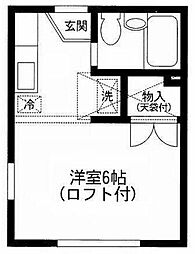 コーポタイムフェア 1階1Kの間取り