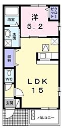 カトル・セゾン 1階1LDKの間取り