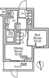 ＡＲＫＭＡＲＫ南品川 1階1DKの間取り