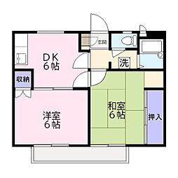 ブルースカイA 2DKの間取図画像