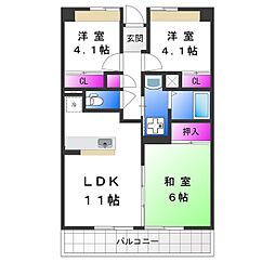 サニークレスト平野西脇 3LDKの間取図画像
