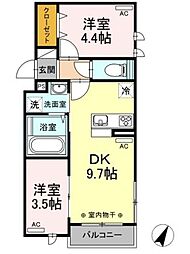 ステラダイア 2DKの間取図画像