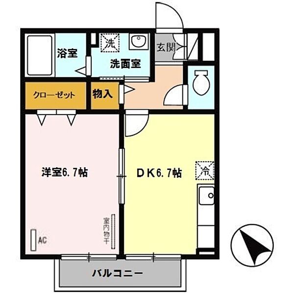 兵庫県明石市野々上３丁目(賃貸アパート1DK・2階・34.78㎡)の写真 その2