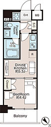 世田谷区三宿1丁目マンション 1DKの間取図画像