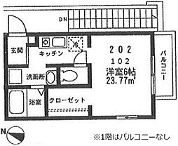コーポさるいだ 2階1Kの間取り