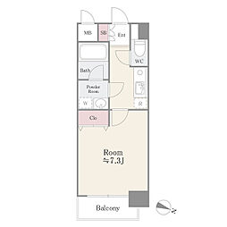 ルミエール西が丘 4階1Kの間取り