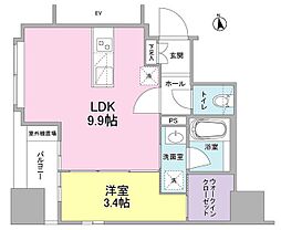 リバーレ東新宿 1LDKの間取図画像