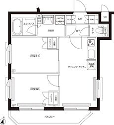 ルーブル蓮根弐番館 2DKの間取図画像