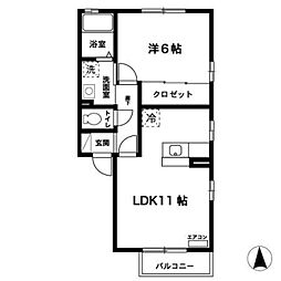 ブラン・サルドセジュール 1LDKの間取図画像