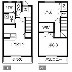 アンテウス 1階2LDKの間取り