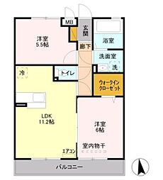 サニーコート日吉 2LDKの間取図画像