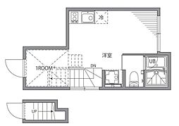 グランエッグス四谷N 2階ワンルームの間取り