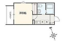 MELLAS志木 1Kの間取図画像
