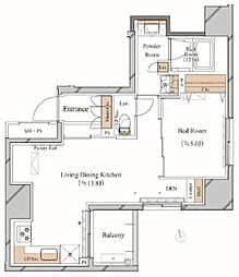 ブランシエスタ上野 12階1LDKの間取り