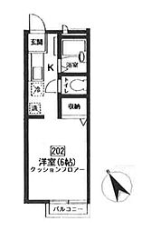 H・Mミヨン 1Kの間取図画像