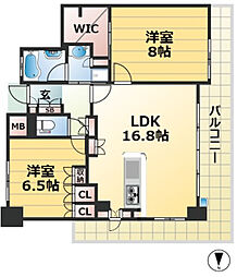 BELISTA神戸旧居留地 5階2LDKの間取り