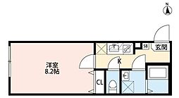西武新宿線 都立家政駅 徒歩8分の賃貸アパート 3階1Kの間取り