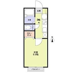 エステートピア大村 1Kの間取図画像