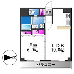 グレイス今里 1LDKの間取図画像