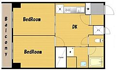 マンション芝公園 2DKの間取図画像