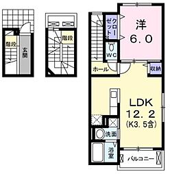 ジェルメ2 1LDKの間取図画像