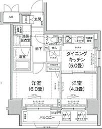 ルフレリバーサイド町屋 2DKの間取図画像