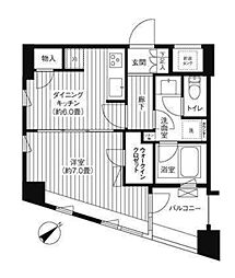 コスモリード新宿余丁町 5階1DKの間取り