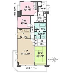 東京メトロ千代田線 乃木坂駅 徒歩6分の賃貸マンション 3階3LDKの間取り