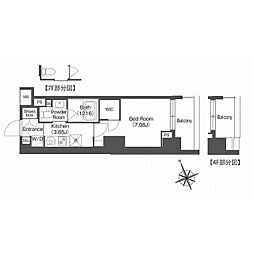 コンフォリア西荻窪 7階1Kの間取り