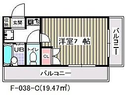 CBレジデンス行徳F-38 1Kの間取図画像