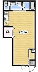 Olive Terrace高ヶ坂 1階ワンルームの間取り