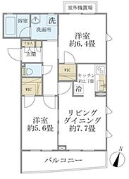 柳原中央レジデンス 2LDKの間取図画像