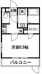 あかるA 1階1Kの間取り