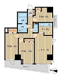 KDXレジデンス千駄木 3階2SLDKの間取り