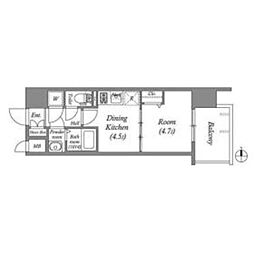 近鉄けいはんな線 長田駅 徒歩7分の賃貸マンション 2階1DKの間取り