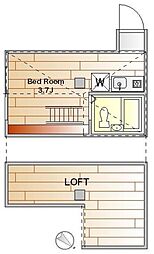 東急池上線 雪が谷大塚駅 徒歩2分の賃貸アパート 1階ワンルームの間取り
