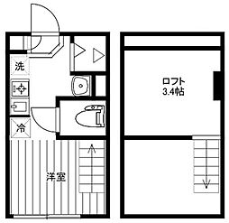 Coron Heiwadai 1階ワンルームの間取り