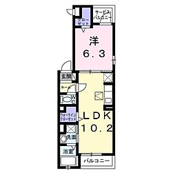 大和市中央林間2丁目アパート 1LDKの間取図画像