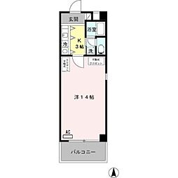 南海線 和歌山市駅 徒歩3分の賃貸マンション 2階1Kの間取り