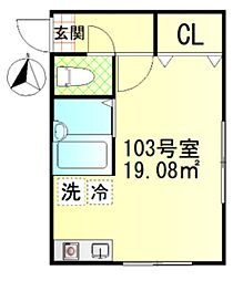レジデンツ本蓮沼 ワンルームの間取図画像