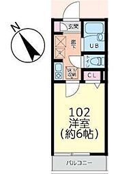 コスモAoi菊名 1Kの間取図画像