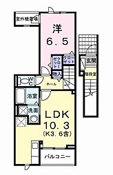 ブリアンテ 2階1LDKの間取り